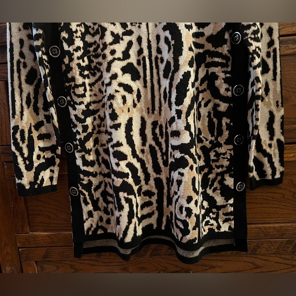 Chicos Cashmere Cotton Blend Knit Leopard Print Sweater Mini Dress - Picture 7 of 11